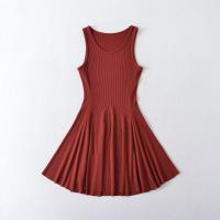 Vestido de Verano Elegante Estilo Europeo Americano Cuello Redondo Falda Elástica de Punto - details 4