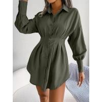 Vestido de blusa de mujer con mangas abullonadas, vestidos de manga larga para mujer, cintura asimétrica, elegante y hermoso - details 6