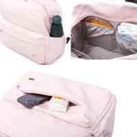 Soboba Mochila de maternidad con espacio grande y bien organizado para mamás, color rosa a cuadros, a la moda, para cochecitos - details 4