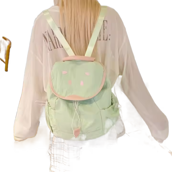Mochila con cordón de fresa de Color dopamina, mochila de nailon de fruta impermeable de estilo coreano, mochila de viaje de gran capacidad - 1
