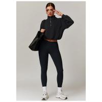 Sudadera con cuello alto y cremallera para mujer, Jersey deportivo holgado informal, ropa de Yoga y gimnasio, adecuada para correr y Fitness - details 10