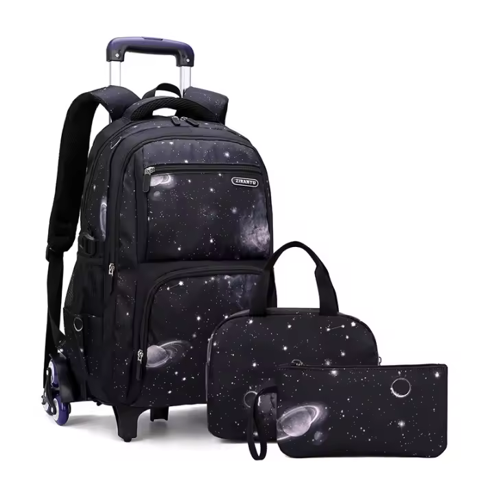 Mochila escolar con ruedas para niño, bolsa de libros para estudiantes, bolsa de escuela primaria, mochilas rodantes para niño de tres piezas - 1
