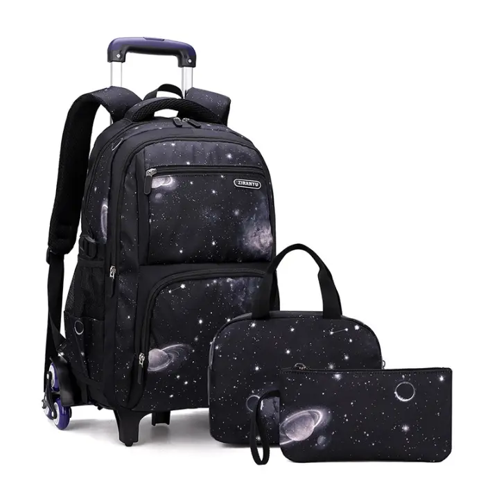 Mochila escolar con ruedas para niño, bolsa de libros para estudiantes, bolsa de escuela primaria, mochilas rodantes para niño de tres piezas - 1