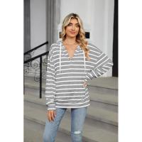 Sudadera con capucha de moda coreana para mujer, manga larga, rayas, primavera-otoño, top novedoso - details 14