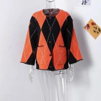 Cárdigan de punto Mohair de Color contrastante para mujer, suéteres informales sueltos de manga larga, prendas de punto nuevas a la moda para Otoño e Invierno 2024 - details 7