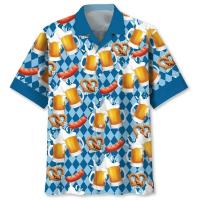 Estampado completo hawaiano para celebración de festivales, pantalones cortos de manga casual con estampado de cerveza, camisa de playa para hombre, camisa - details 3