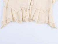 Moda Primavera 2025 para Mujeres Blusa Decorativa Elegante con Manga de Cuerno Joker - details 7