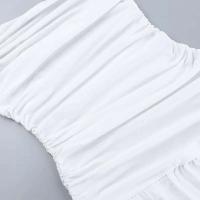 Verano 2024 Nuevo vestido largo ajustado con pliegues en los hombros y vestidos con dobladillo abierto en A para mujer - details 16