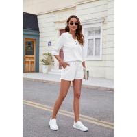 BUNO-2025 Conjunto de camiseta holgada sin mangas con cuello en V y pantalón corto con bolsillos, traje informal cómodo de Color puro para primavera y verano - details 23