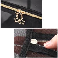 Bolsa De Maquillaje Para Mujer De Tela Malla Negra Gran Capacidad Organizador De Viaje Portátil Bolsas De Toallas De Higiene Personal - details 1