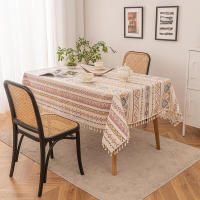 Mantel bohemio vintage con borlas, impermeable, antimanchas, de algodón y lino para protección de mesa de patio al aire libre sin arrugas. - details 22