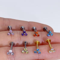 Pendientes de titanio G23 para mujer, Piercing Labret, flor de circón, Ópalo, 16G, F316, 2 piezas, nuevo, 2023 - details 1