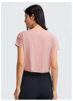 Blusa holgada sin costuras para mujer, Top corto de manga corta para Yoga, correr, Fitness, gimnasio, secado rápido - details 20