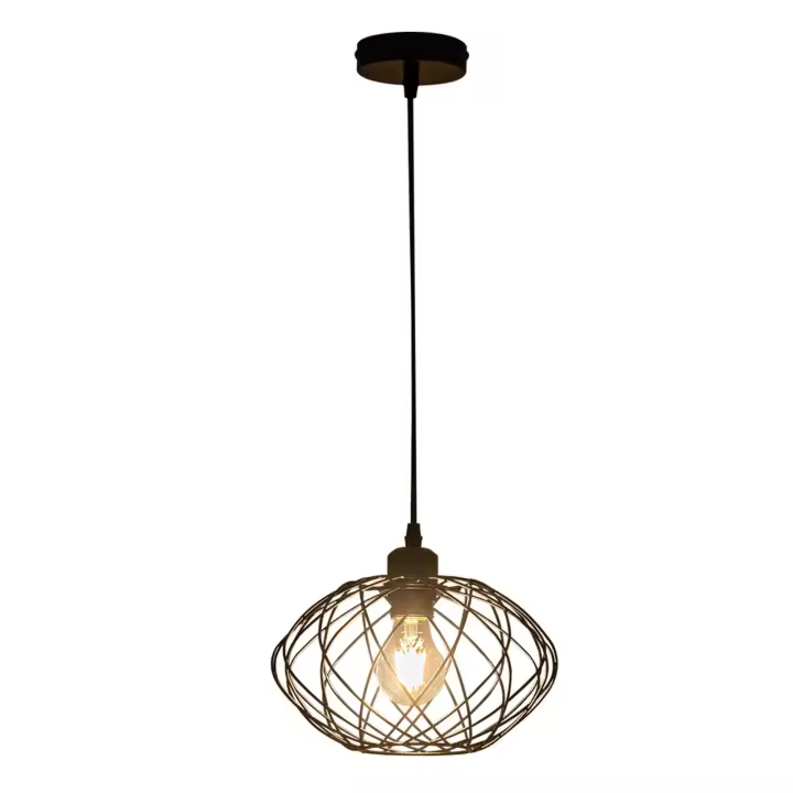 Lámpara colgante CBJKTX Lámpara colgante industrial negra - Lámpara colgante de metal vintage Lámpara colgante retro E27 - 1