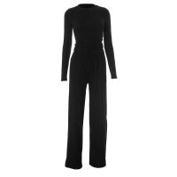 Conjunto de pantalón de pierna ancha y top de manga larga básico de color sólido nuevo de otoño para mujer Y24593 - details 26