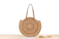 Bolso de paja tejido de un hombro redondo Simple para mujer, moda de playa, nuevo - details 0