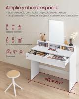 Tocador con Espejo Grande, tocador, 2 cajones, 3 Compartimentos Abiertos, tocador, Moderno, Blanco - details 10