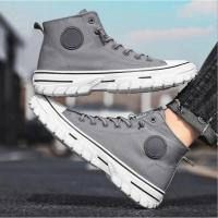 Zapatos de Lona para Hombre de Alta Calidad Estilo Británico Informal, Zapatillas Grises Vulcanizadas, Cómodos Novedad 2025 - details 2