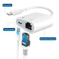 Adaptador 2 en 1 de Red Ethernet Carga Port Compatible con iPhone/iPad/iPod Conversor DC-DC Metal - details 2