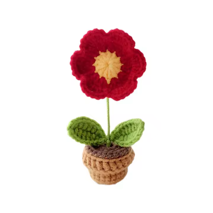 Verde Plantas Artificiales de Ganchillo en Maceta Flores Hechas a Mano Regalo Terminado - 1