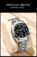 Reloj de Negocios de Acero Inoxidable de Alta Gama Resistente al Agua, Luminoso, Automático, Correa de Cuero Estilo Formal - details 3