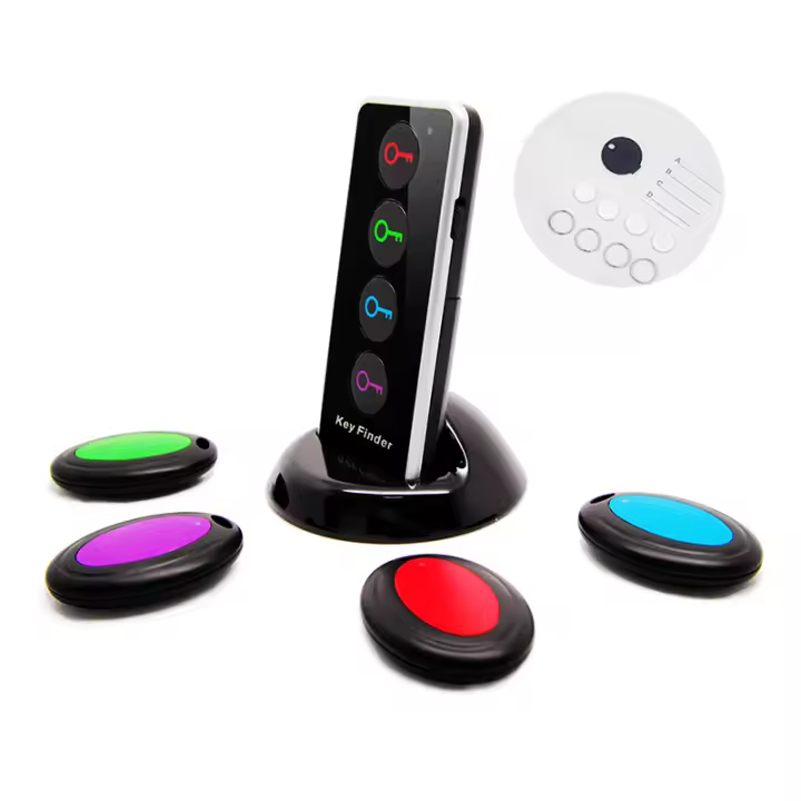 Buscador de llaves inalámbrico, localizador de artículos RF, 1 transmisor, 4 receptores, 1 muelle, buscador remoto inalámbrico, buscador de billetera, localizador de Control remoto - 1