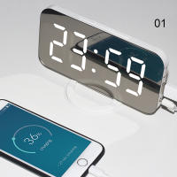Despertador y base de carga 2 en 1, reloj Digital, puede cargar el teléfono, pantalla LED, espejo, Snooze - details 6