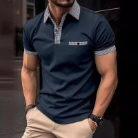 Polo de manga corta para hombre, camiseta informal de talla grande 5XL, 4XL, 3XL, 2XL, cuello Henley - details 4