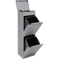 Contenedor de basura y reciclaje de acero de 2 compartimentos con bandeja superior |   2x17L (34L) |   Cubos de basura de cocina |   Contenedores de Reciclaje para Casa u Oficina - details 10