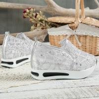 Zapatillas de deporte de malla con bordado Floral para mujer, zapatos de tacón cómodos informales sin cordones, novedad de 2023 - details 5