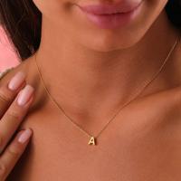 Collar con inicial de acero inoxidable para mujer, Gargantilla con letras cortadas de Color dorado, con un solo nombre, colgante, regalo de joyería, envío directo - details 0