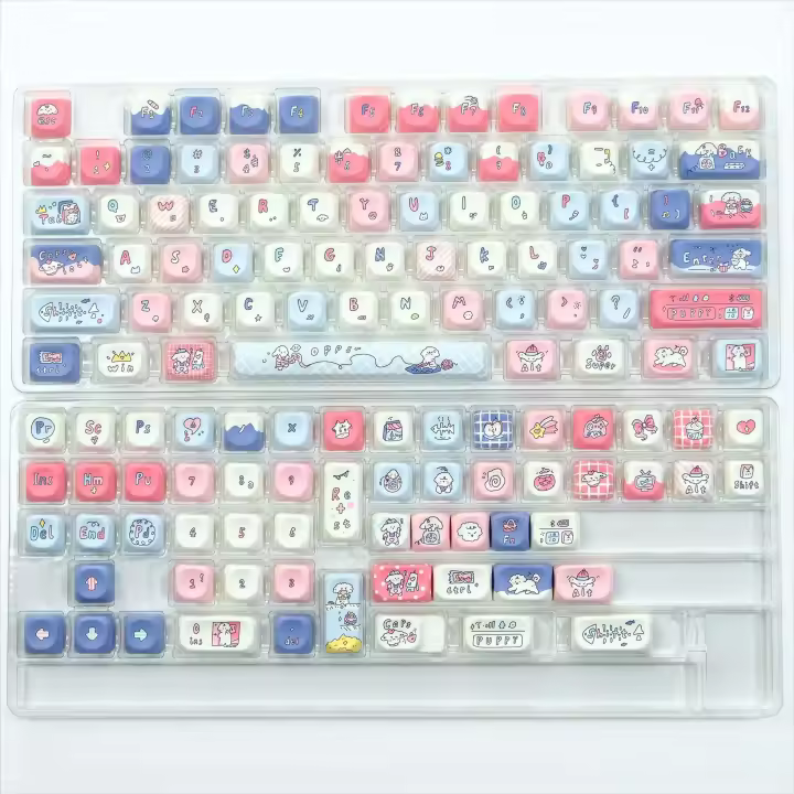 Tapa de tecla con tema de primer amor, perfil Qx3, sublimación de cinco caras, tapa de bola redonda para teclado Nical, interruptores Cherry MX - 1