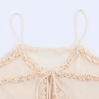 PB & ZA 2025 novedad de verano, top de punto con volantes franceses y cuello en V, ropa de mujer con tirantes dulces de temperamento simple - details 8
