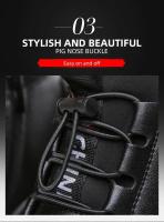 Botas de goma con suela para hombre, zapatos de nieve negros Martin para trabajo, botas de piel hasta el tobillo, botas de moda impermeables para invierno para hombre - details 10