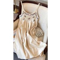 Jyccr Bohemian ral bordado corto sin mangas para mujer verano dulce crochet correa de espagueti vestido de vacaciones - details 0
