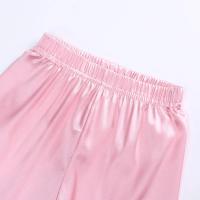Pijamas para niños y niñas, Top de satén de seda, pantalón de manga larga, pijamas lisos con botones para bebés, conjunto de satén, camisón, ropa de dormir para niños - details 15