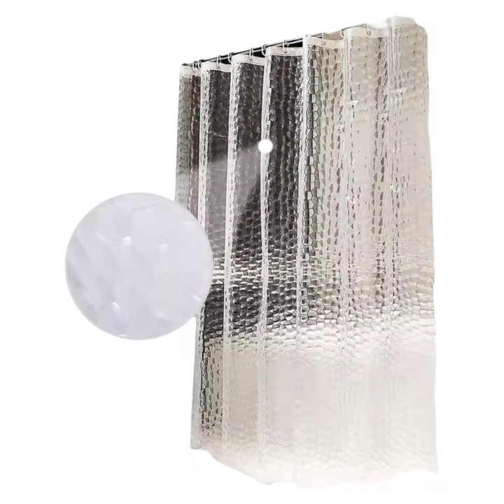 Cortina de Ducha Impermeable 3D Cortina de Baño Antimoho EVA Semitransparente Ecológica Lavable con 12 Ganchos Antioxidantes Tamaño 180 x 180 cm - 1