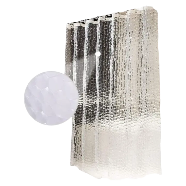 Cortina de Ducha Impermeable 3D Cortina de Baño Antimoho EVA Semitransparente Ecológica Lavable con 12 Ganchos Antioxidantes Tamaño 180 x 180 cm - 1