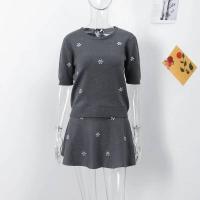 Conjuntos de punto de diamantes OUWU, suéter de cuello redondo y falda plisada para mujer, ropa interior de moda de 3 piezas - details 0
