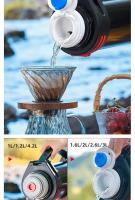 Botella de agua negra con correa para el hombro, fácil de transportar, adecuada para beber agua caliente y fría en viajes y acam - details 4