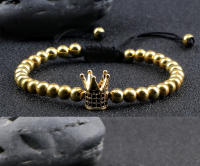 Casco Corona Pulsera Trenzada Mujer 5MM Oro y Plata Cuentas de Cobre Pulsera Ajustable Regalo de Cumpleaños para una Buena Amiga - details 6