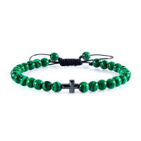 Pulsera de Piedra Natural 6mm Estilo Trenzado para Hombres y Mujeres Cruza de Oración Jesús - details 4