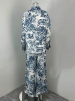 Conjunto de dos piezas de mujer de moda de manga larga con cuello de camisa informal con grafiti personalizado 2025 - details 37