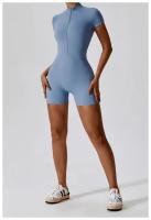 1 pieza de verano con cremallera de manga corta Yoga de una pieza para mujer danza Fitness ejercicio ajustado ropa de una pieza - details 5