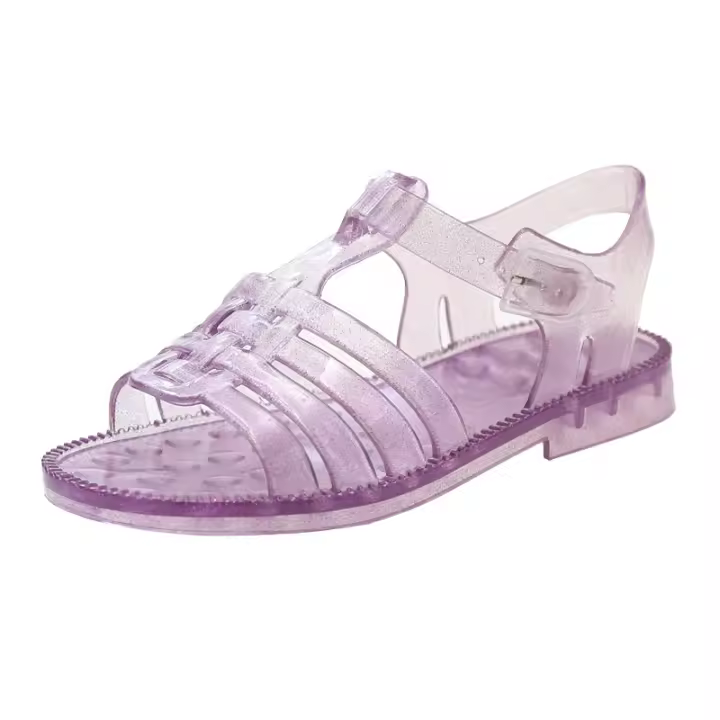 Zapatos de princesa de gelatina con suela blanda y punta abierta, zapatos de playa romanos huecos y transpirables - 1