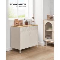 Armario de Almacenamiento, Aparador de Metal, Puerta Magnética Doble, Estante Ajustable, Marco de Acero, 40 x 80 x 76 cm, Beige Natural y Blanco - details 25