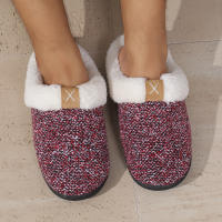 Fregona de algodón cálida y antideslizante de invierno, pantuflas de algodón grueso y terciopelo para el hogar - details 3