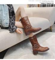 Botines con diseño de combate gótico para mujer, tacones altos gruesos, zapatos de cuña de encaje para motocicleta, cierre de cremallera, goma a la moda - details 4