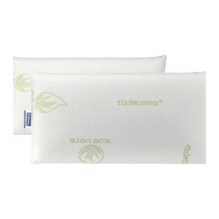 Almohada viscoelástica, núcleo Compacto. Funda Doble con Cremallera. Tejido Aloe Vera Plus. Adaptabilidad termorregulable al Cuello. (Paquete de 2 Unidades - 70 cm) - 1