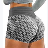 Pantalones cortos de yoga de panal de cintura alta para mujer, ropa deportiva transpirable para entrenamiento, glúteos elásticos, mallas deportivas de impacto para gimnasio con bolsillo - details 0